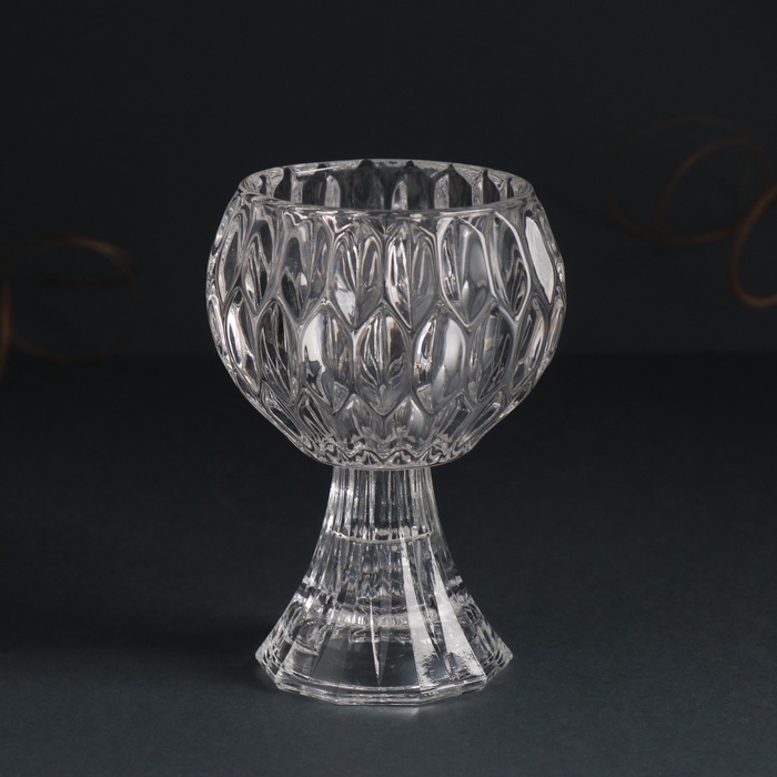 Подсвечник стекло на 1 свечу d=3 см "Бокал шампанского" прозрачный 8х8х11 см