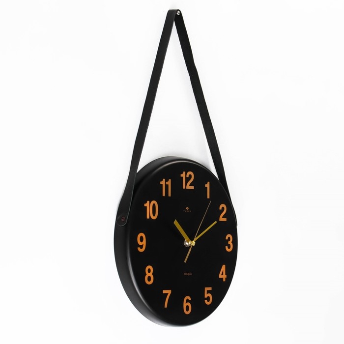 Часы настенные интерьерные "Классика", дискретный ход, циферблат d-27 см, кожа, АА