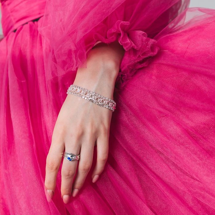 Браслет со стразами &laquo;Сияй&raquo; цепочка, цвет белый в серебре, L=18 см