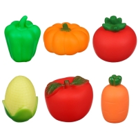 Набор резиновых игрушек для ванны &laquo;Овощи-Фрукты&raquo;, с пищалкой, 6 шт, виды МИКС, Крошка Я