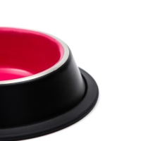 Миска с нескользящим основанием двухцветная универсальная, 225 мл, малиновая