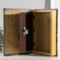 Сейф-книга дерево, кожзам, зеркало "Девушка в шляпке" 24х16х5 см