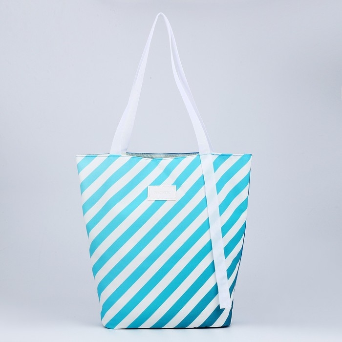Сумка женская пляжная Nazamok, в полосочку, 39х32 см, голубая Сумка женская пляжная Nazamok, в полосочку, 39х32 см, голубая