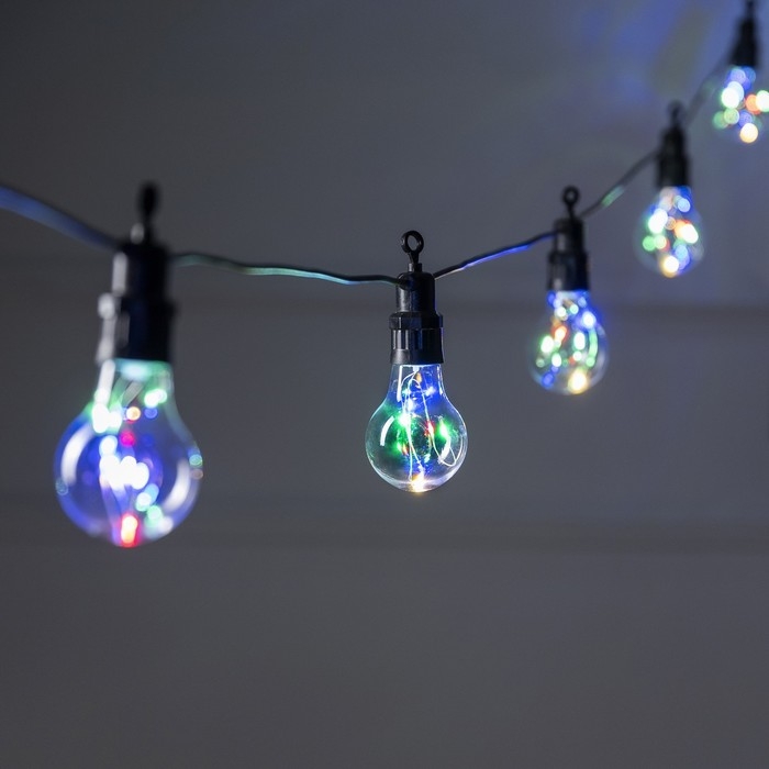 Гирлянда &laquo;Белт-лайт&raquo; 5 м с насадками &laquo;Роса&raquo;, IP44, УМС, тёмная нить, 50 LED, свечение мульти, 3 В