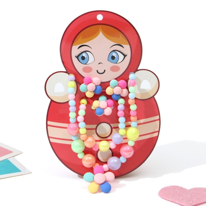 Набор детский &laquo;Выбражулька&raquo; 4 предмета: клипсы, бусы, браслет, кольцо, цветочек, цветной