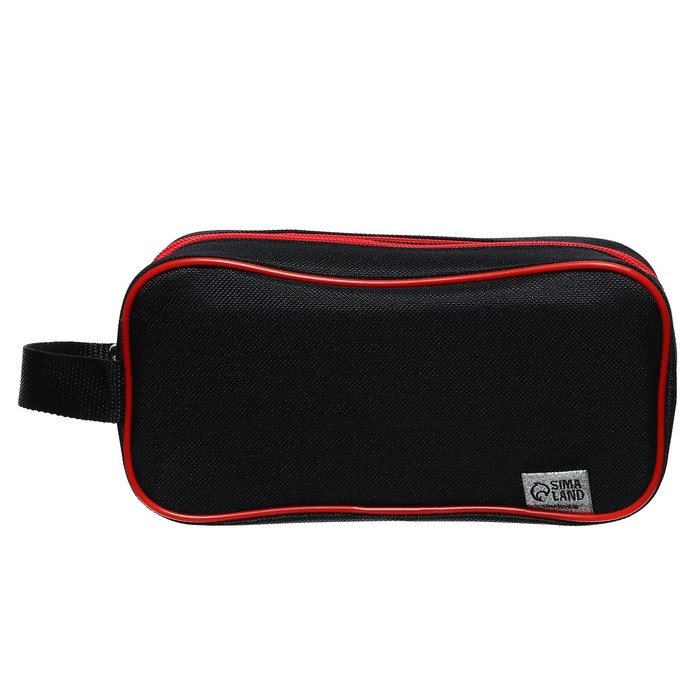 Пенал мягкий 2 отделения, 100 х 220 х 70 мм, объёмный, с ручкой,Calligrata Black, "Черно-красный"