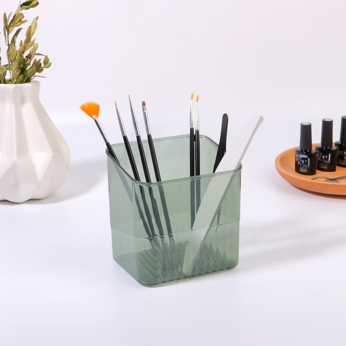 Органайзер - подставка для хранения маникюрных/косметических принадлежностей «GREEN», 11,5 × 9 × 12 см, цвет полупрозрачный/зелёный Органайзер - подставка для хранения маникюрных/косметических принадлежностей «GREEN», 11,5 × 9 × 12 см, цвет полупрозрачный/зелёный