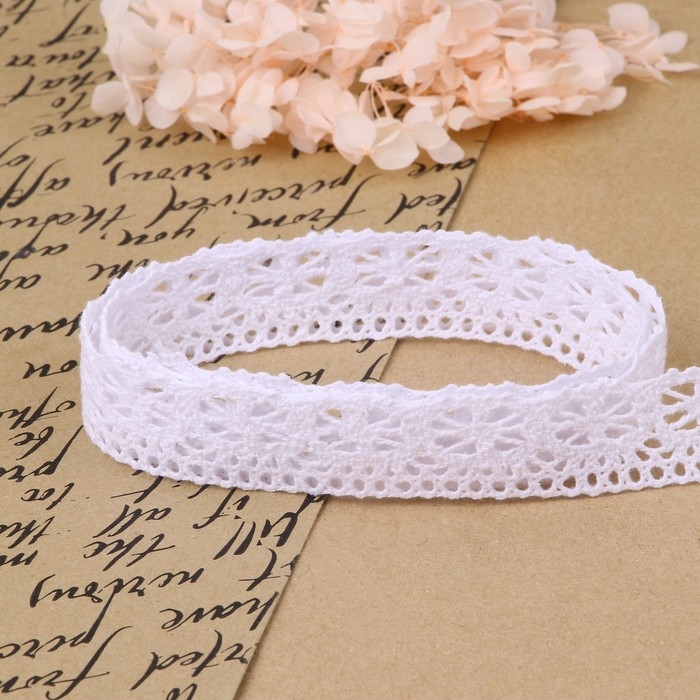 Кружево вязаное, 25 мм &times; 10 &plusmn; 1 м, цвет белый