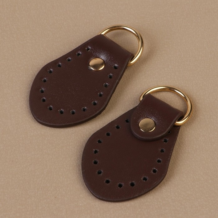 Петля пришивная для сумки, с полукольцом, пара, 7,5 &times; 4 см, цвет коричневый/золотой