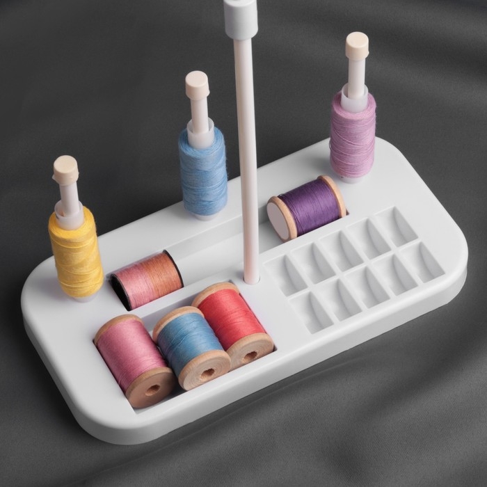 Органайзер-стойка для ниток, на подставке, 20,7 &times; 10,8 &times; 36,5 см, цвет голубой/белый