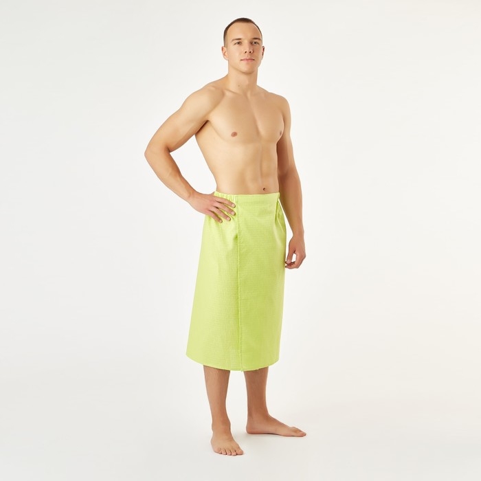 Полотенце вафельное для бани &laquo;Экономь и Я&raquo; (мужской килт), 75х144см, цвет салатовый