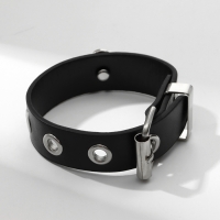 Браслет унисекс &laquo;Хардкор&raquo; череп ремешок, цвет чёрный в серебре