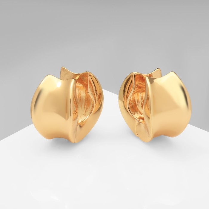 Серьги металл &laquo;Аккорд&raquo; круг вогнутый, цвет золото