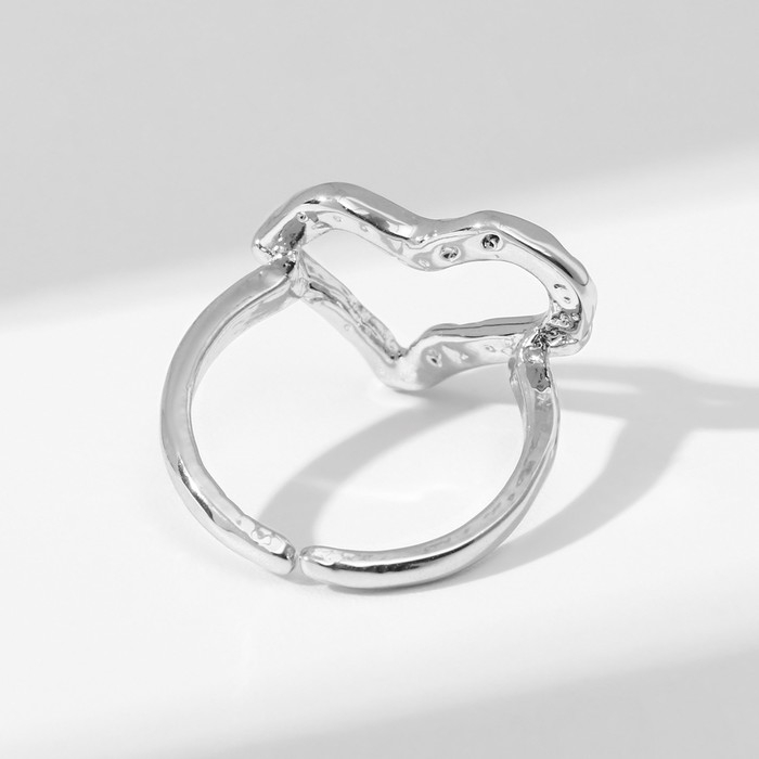 Кольцо Кольцо "Атмосфера" мятое сердце, цвет серебро, безразмерное