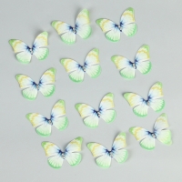 Декор для творчества &laquo;Бабочка&raquo;, двухслойный, набор 12 шт., размер 1 шт. &mdash; 5 &times; 4 см, цвет зелёный