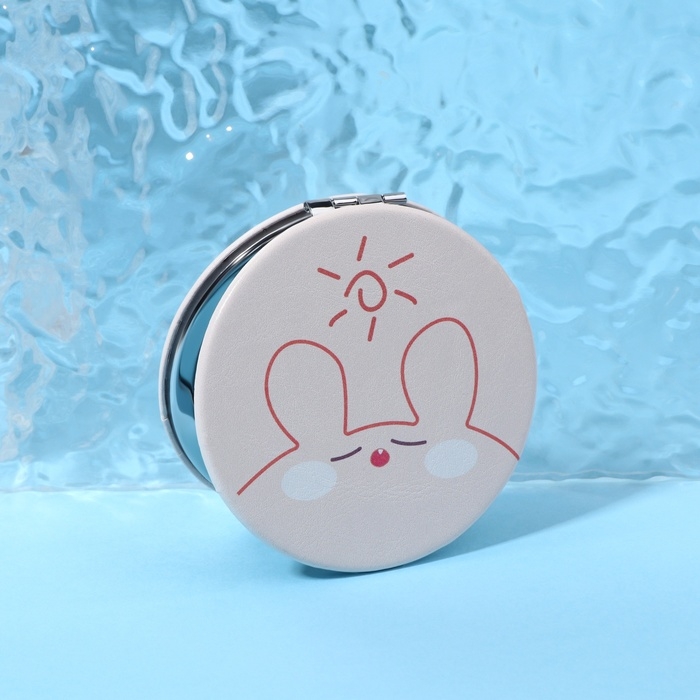 Зеркало складное &laquo;CUTIE&raquo;, d = 7 см, с увеличением, искусственная кожа, цвет бежевый