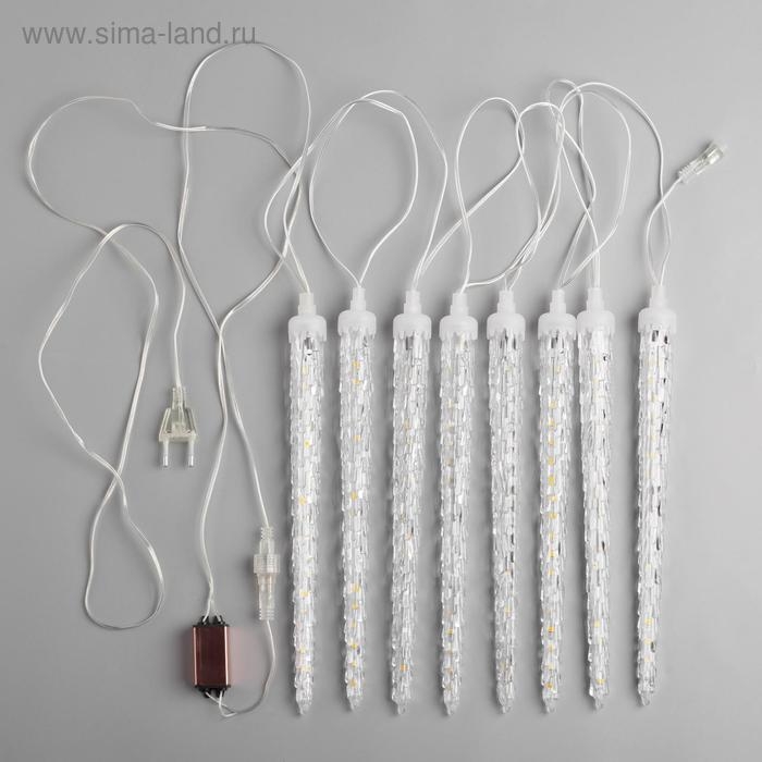 Гирлянда &laquo;Сосульки рифленые&raquo; 2.5 &times; 0.3 м, IP65, прозрачная нить, 192 LED, свечение синее с эффектом стекания, 12 В