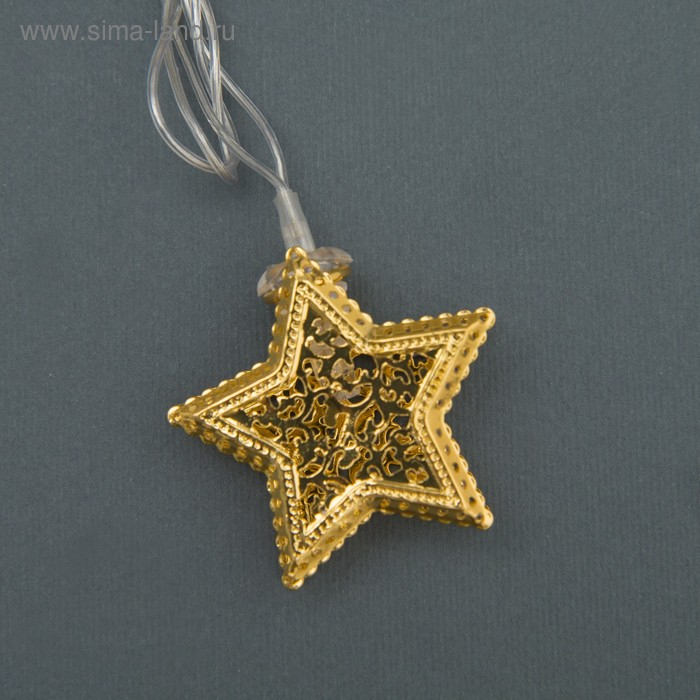 Гирлянда &laquo;Нить&raquo; 4 м с насадками &laquo;Звёздочка&raquo;, IP20, прозрачная нить, 20 LED, свечение тёплое белое, 8 режимов, 220 В