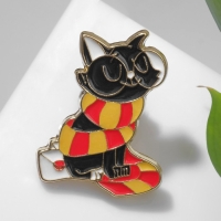 Значок &laquo;Кот&raquo; гриффиндорец, цветной в золоте