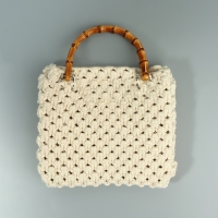 Ручка для сумки, бамбук, с полукольцами, 13,5 × 10,5 см, цвет бежевый/серебряный Ручка для сумки, бамбук, с полукольцами, 13,5 × 10,5 см, цвет бежевый/серебряный