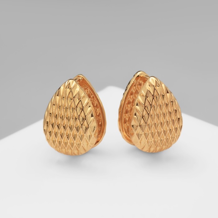 Серьги металл «Аккорд» орнамент, капля, цвет золото Серьги металл «Аккорд» орнамент, капля, цвет золото