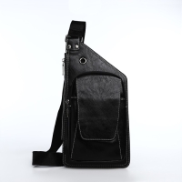 Сумка-слинг мужская из искусственной кожи, цвет чёрный Сумка-слинг мужская из искусственной кожи, цвет чёрный