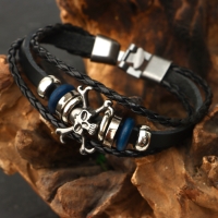 Браслет мужской &laquo;Стиль&raquo; череп, цвет чёрный с серебром, 20 см