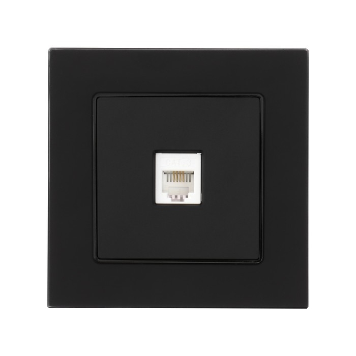 Розетка телефонная одноместная TOT Matte Glass, скрытая, стекло, черная Розетка телефонная одноместная TOT Matte Glass, скрытая, стекло, черная