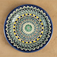 Тарелка Риштанская Керамика "Цветы", 26 см, синяя микс Тарелка Риштанская Керамика "Цветы", 26 см, синяя микс