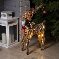 Светодиодная фигура &laquo;Олень&raquo; 32 &times; 60 &times; 10 см, текстиль, металл, батарейки ААх2 (не в комплекте), свечение тёплое белое