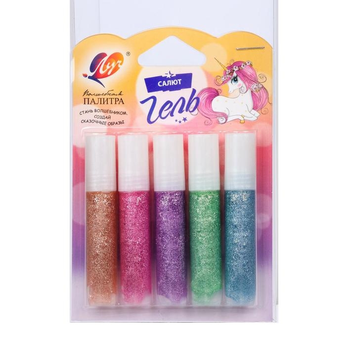 Гель с блёстками Гель с блёстками "Луч" Салют, 5 цветов х 5 мл