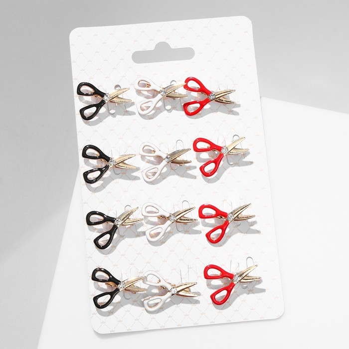 Брошь &laquo;Ножницы&raquo; мастерские, мини, цвет МИКС в золоте (неделимая фасовка 12 шт., цена за шт.)