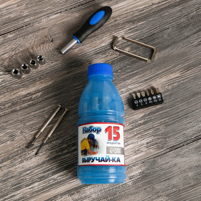 Подарочный набор инструментов в бутылке &laquo;Выручай Ка&raquo;, 15 предметов