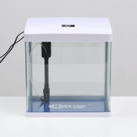 Аквариум SeaStar HX-390F в комплекте: LED-лампа 3х цветная, 7 режимов, фильтр, 30 л, белый