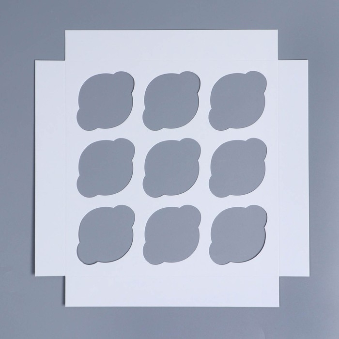 Коробка для капкейков, кондитерская упаковка с окном, 9 ячеек &laquo;Цветы&raquo;, 25 х 25 х 10 см