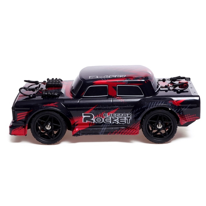 Машинка радиоуправляемая Drift, дрифт, аккумулятор, световые и дымовые эффекты, сменные колеса, цвет красный