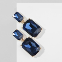 Серьги со стразами &laquo;Клео&raquo; классика, цвет синий в золоте