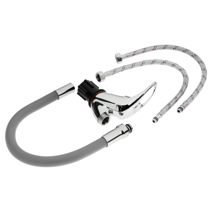 Смеситель для кухни ZEIN Z2115, однорычажный, гибкий излив, картридж 40 мм, серый/хром Смеситель для кухни ZEIN Z2115, однорычажный, гибкий излив, картридж 40 мм, серый/хром