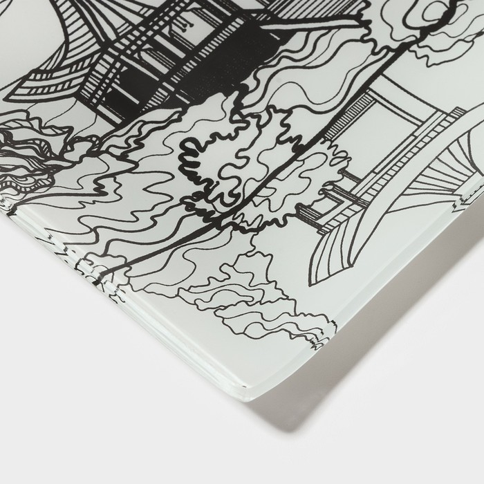 Набор для суши из стекла Доляна &laquo;Закат&raquo;, 3 предмета: соусники 8&times;2 см, 8&times;6 см, подставка 25&times;15&times;2 см