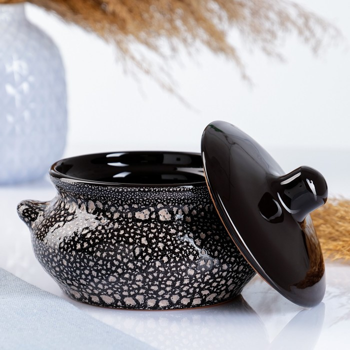 Горшок керамический для запекания Горшок керамический для запекания "Лакомка" 0,5л / 13х9,5см, мрамор