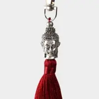 Брелок-кисточка "Будда" 17 см, цв. бордовый, серебристый