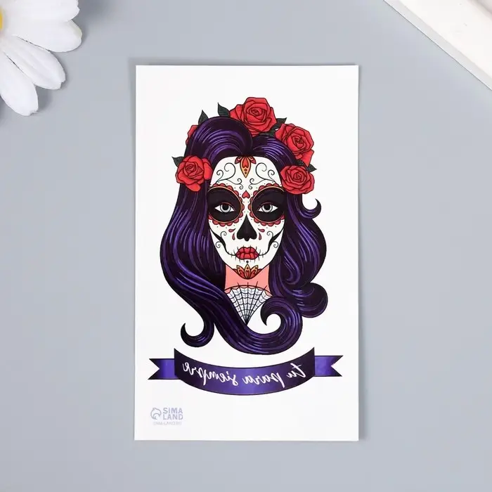 Переводная тату на тело цветная &laquo;Девушка: tu para siempre&raquo;, 10.5&times;6 см