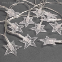 Гирлянда &laquo;Нить&raquo; 3 м с насадками &laquo;Звёзды&raquo;, IP20, прозрачная нить, 20 LED, свечение мульти (RG/RB), мигание, USB