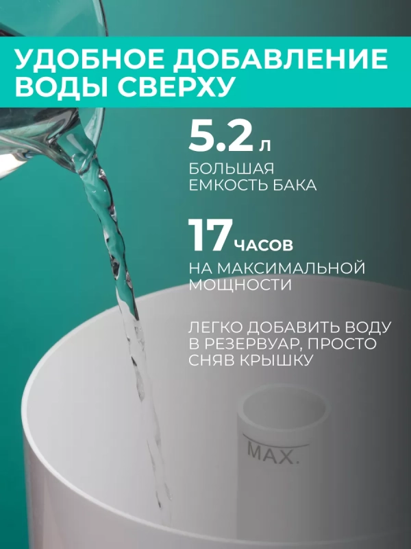 Увлажнитель воздуха с УФ-лампой T-HU5.2-A21E-W 5.2 л