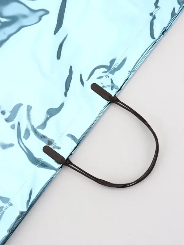 Пакет подарочный ПВХ, голография, голубой, пластиковая ручка, 44&times;33&times;12 см