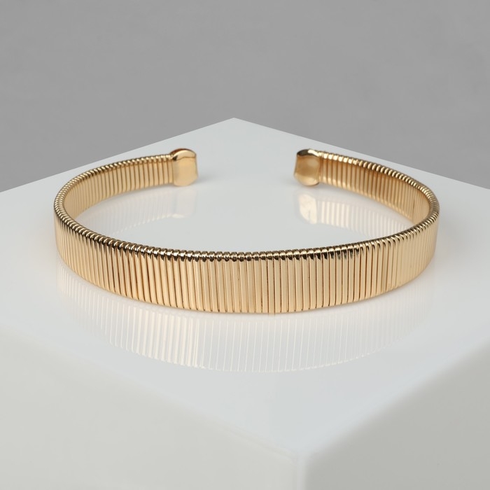 Чокер &laquo;Рельеф&raquo; широкий, 2 см, цвет золото, 13,5 см