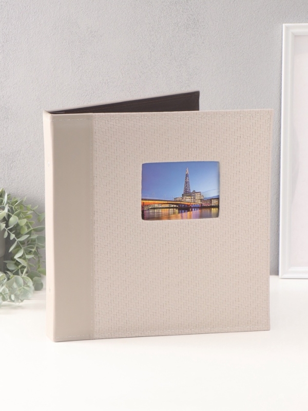 Фотоальбом на 500 фото 10х15 см "Вязаный узор" кожзам, серый, в коробке 5,5х32,5х34 см