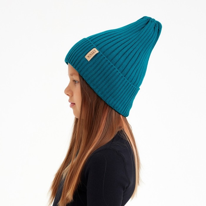 Шапка детская MINAKU с отворотом р-р 56-58, цв.морской волны Шапка детская MINAKU с отворотом р-р 56-58, цв.морской волны