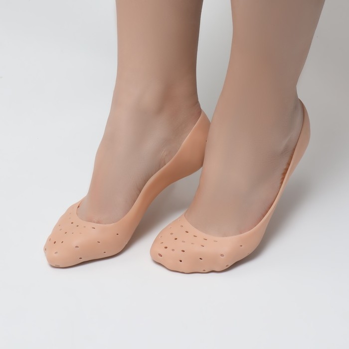 Носочки для педикюра, силиконовые, с перфорацией, 18 &times; 8 см, цвет бежевый