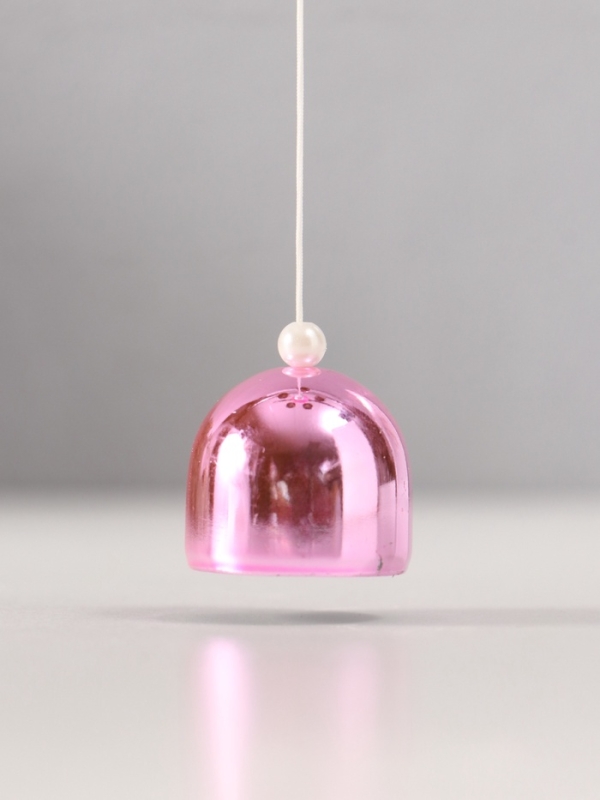 Музыка ветра металл от сглаза "Мишка с 6 колокольчиками" розовый h=53см